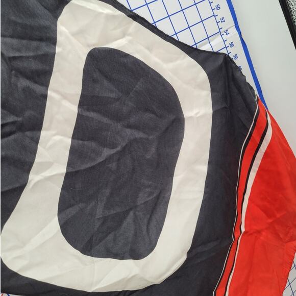 Retro Logo Silk Oblong Scarf Echo 80s Black White Red Bold Accessory Vibe - Picture 6 of 9